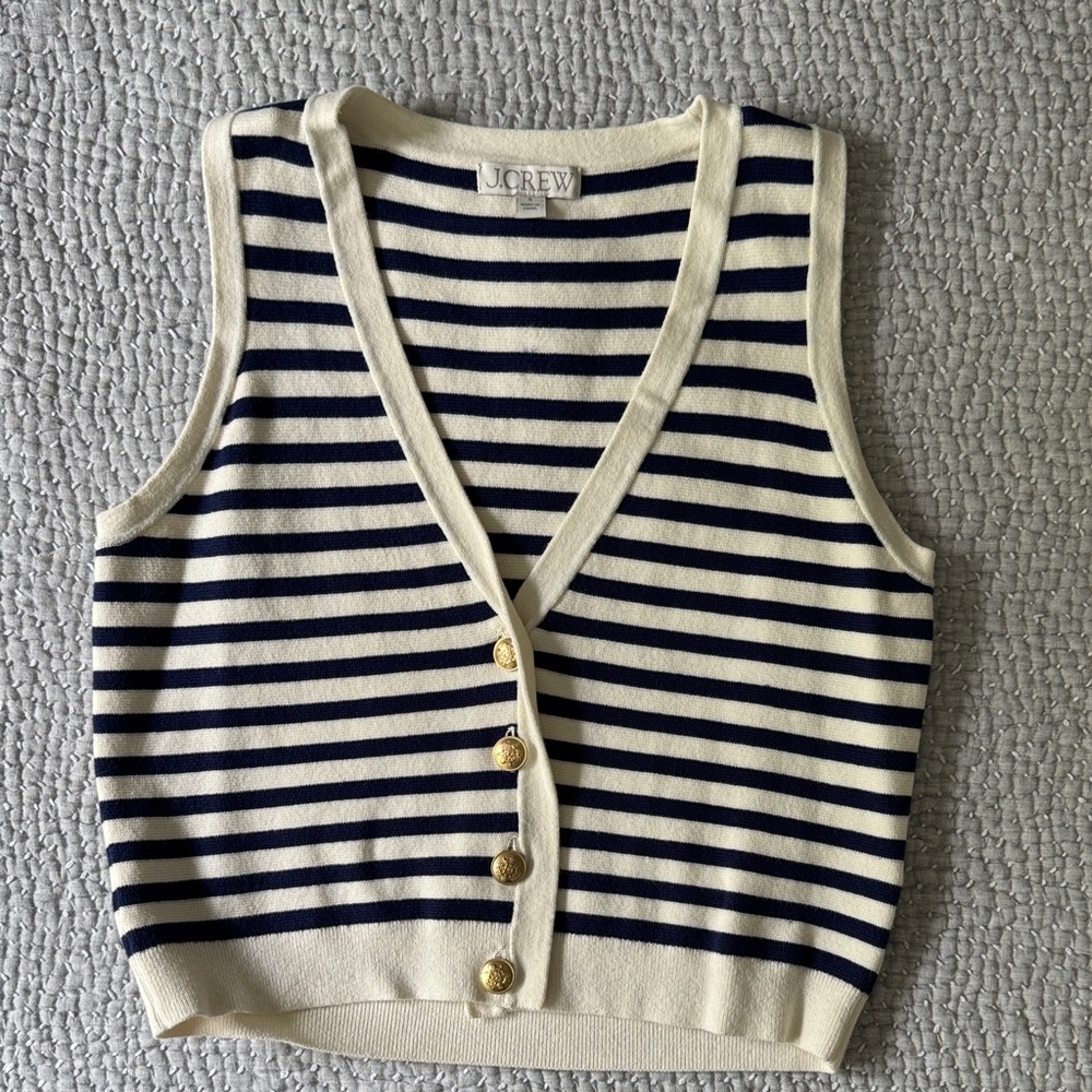 J. Crew Navy and Cream Striped Vest